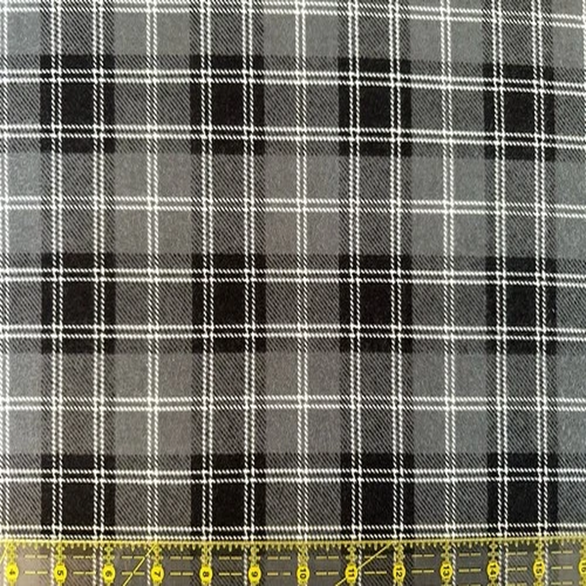 Black Grey Gray Charcoal White Plaid Flannel Cotton Fabric Material Eddie Bauer