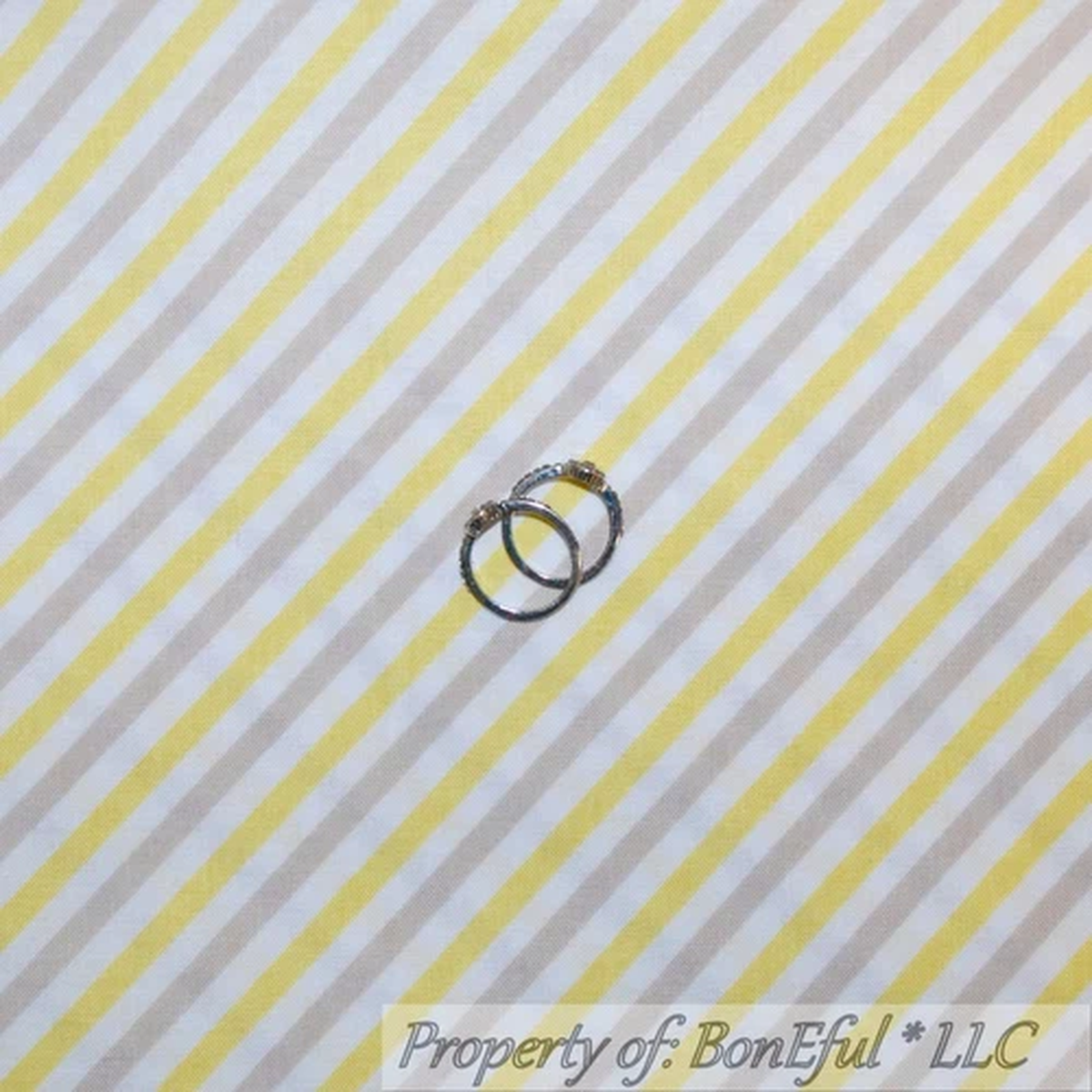 BonEful Fabric FQ Cotton Quilt Yellow Tan Gray White Stripe Unisex Spring Easter