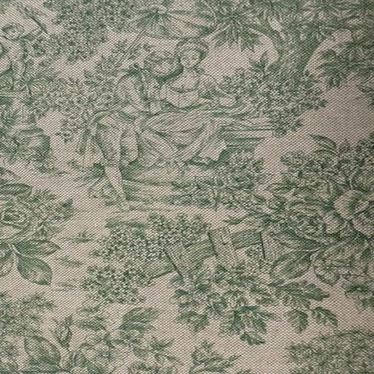 Petite Toile Fabric Linen Green Beige Curtain Blind Upholstery 280cm wide