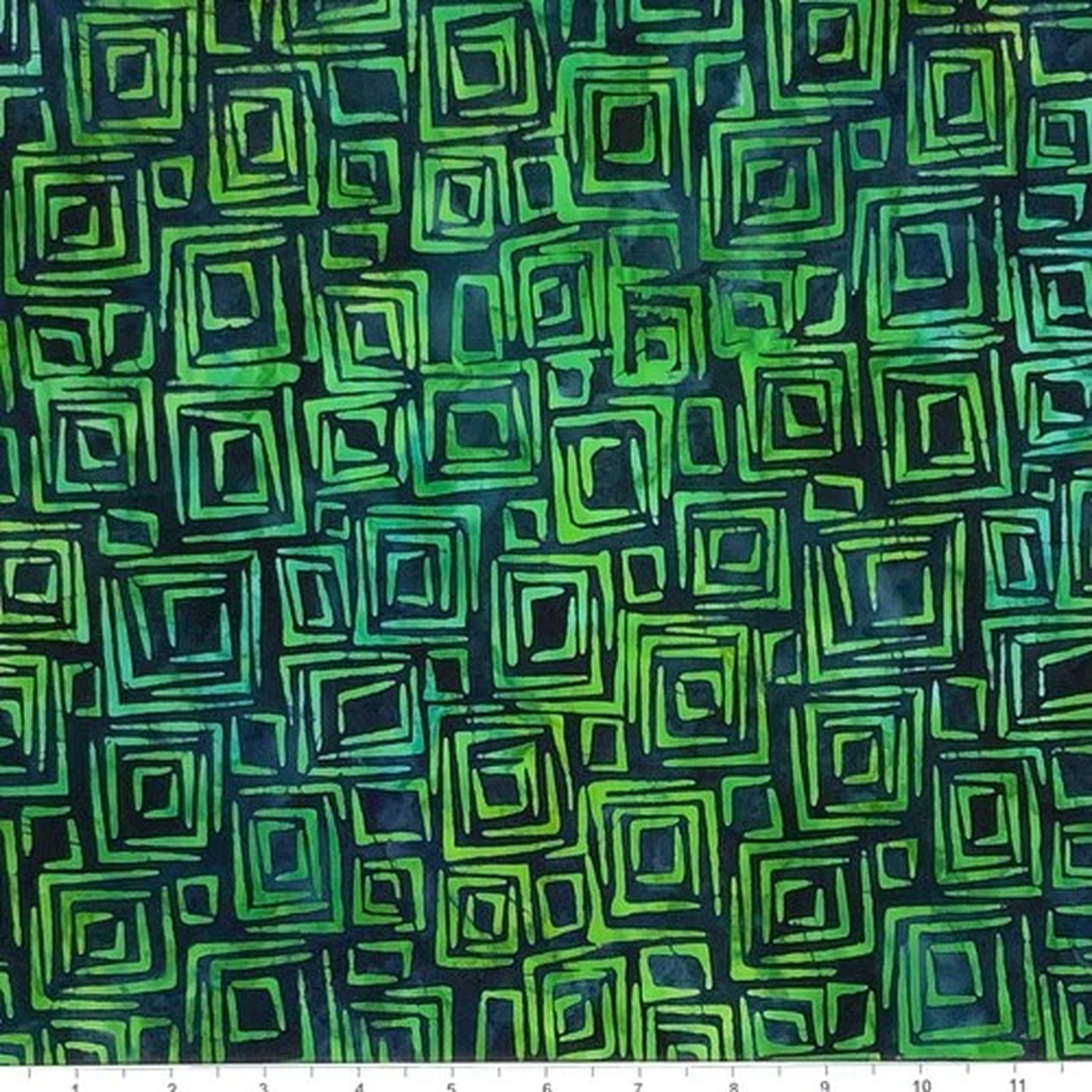 1 Yard Cut of Lunn Fabric Crazy Cabin Batik 100% Cotton 2750 Green Navy Blue