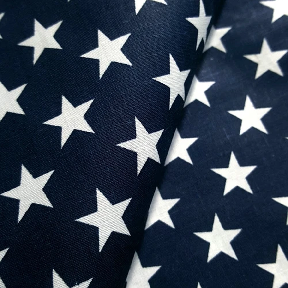 1" White Star Spangled Navy Poly Cotton Fabric 58" - By The Yard