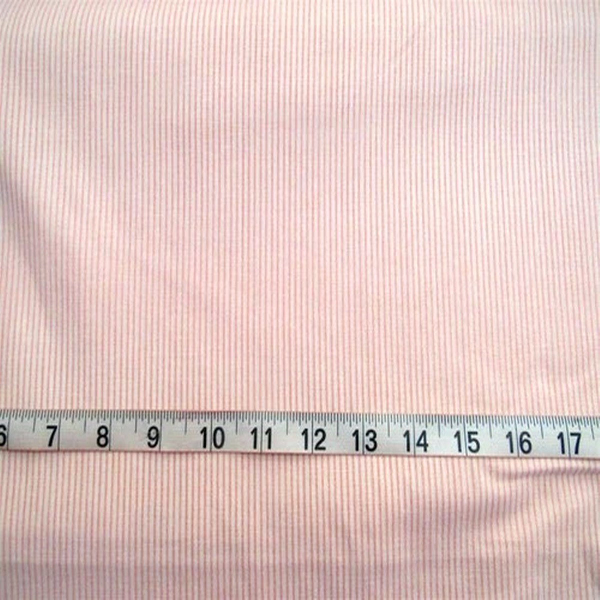 1 yd 50% Cotton 50% Poly Fabric Peachy Pink & White Thin Stripes