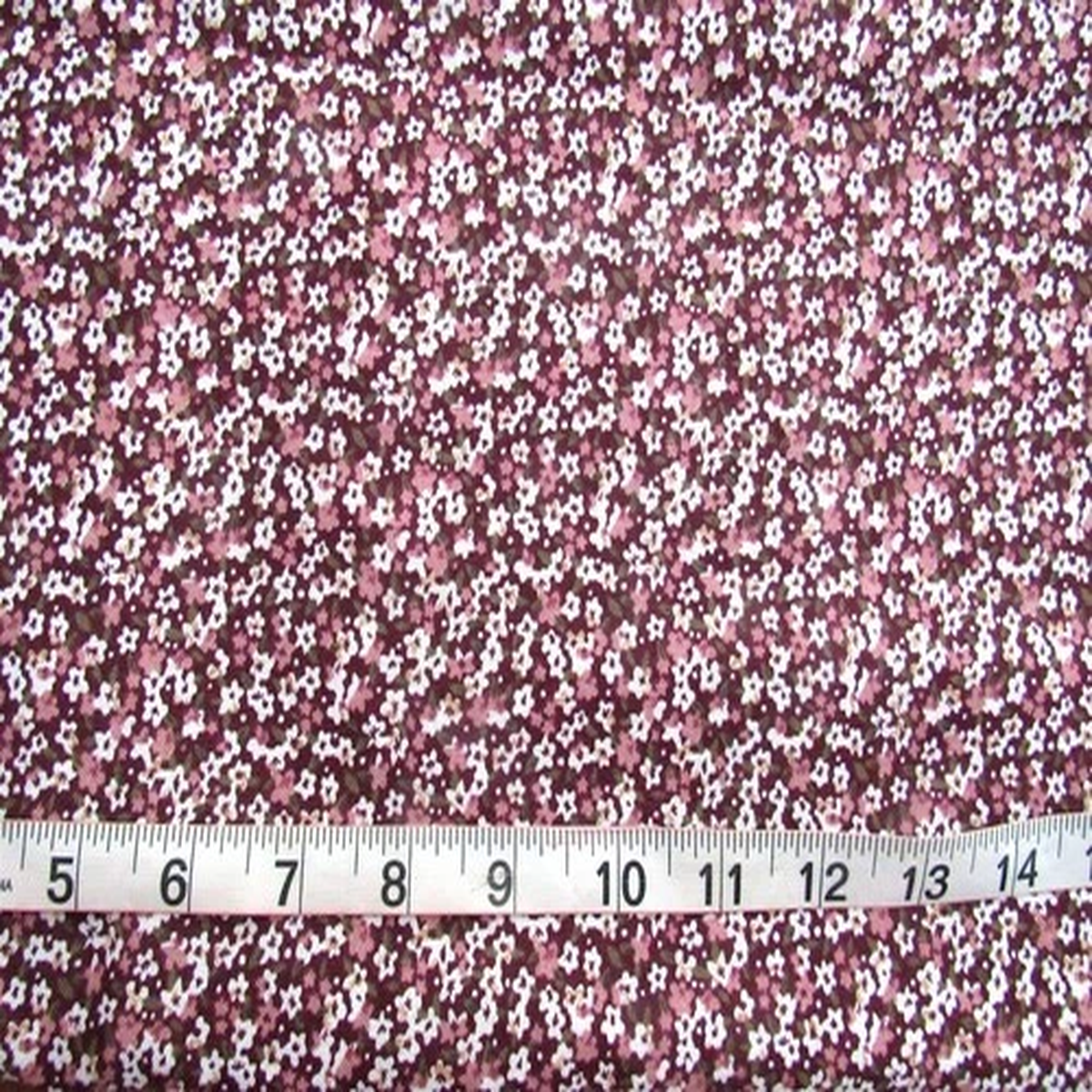 1 1/2 yd x 60" Lightweight Cotton Plum w/Off White & Lighter Plum Flowers