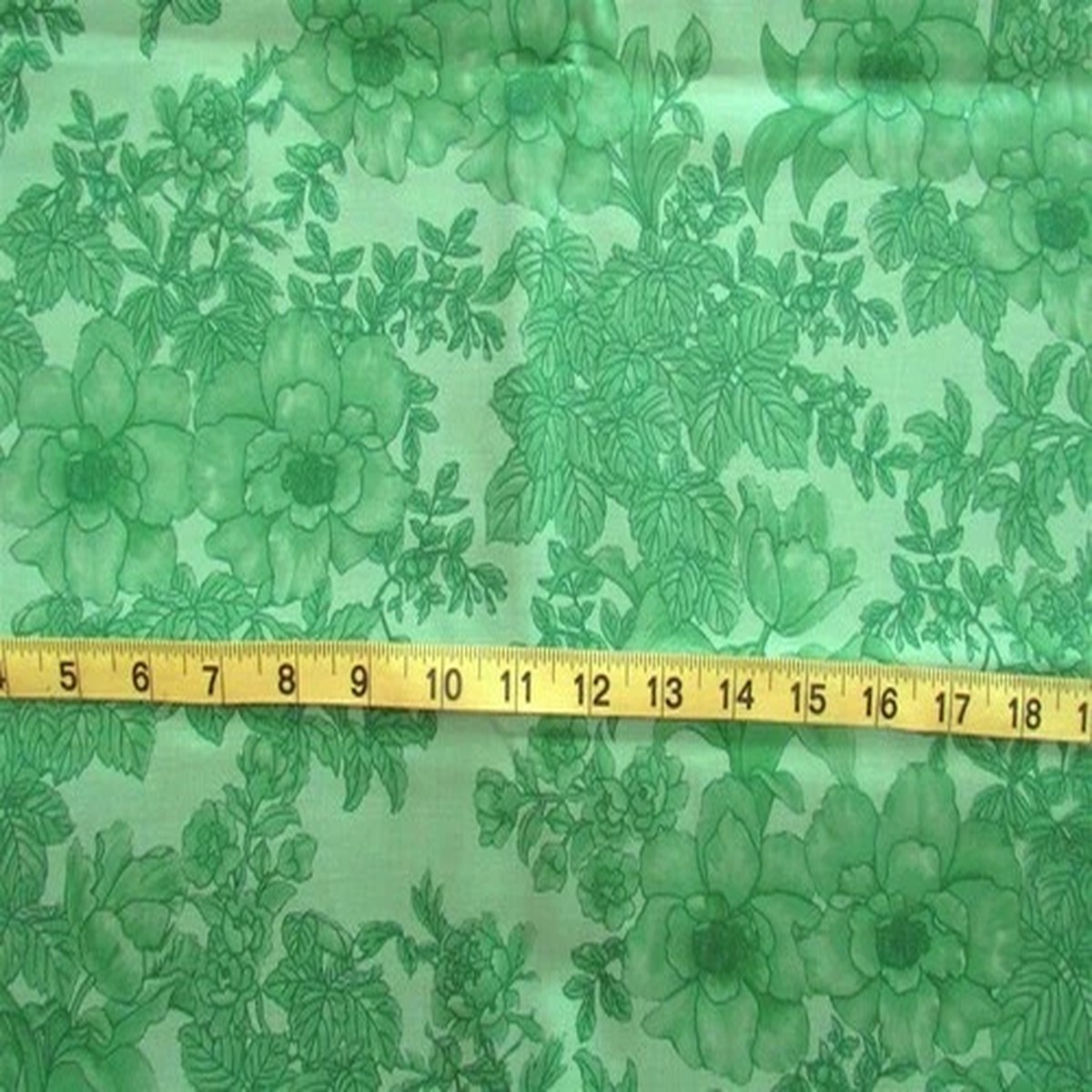 1 yd 100% Cotton Fabric Light Green with Green Flowers & Leaves