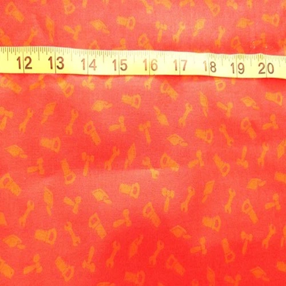 1 yd Cotton Fabric "Bob The Builder" 2002 Dark Orange with Orange Tools
