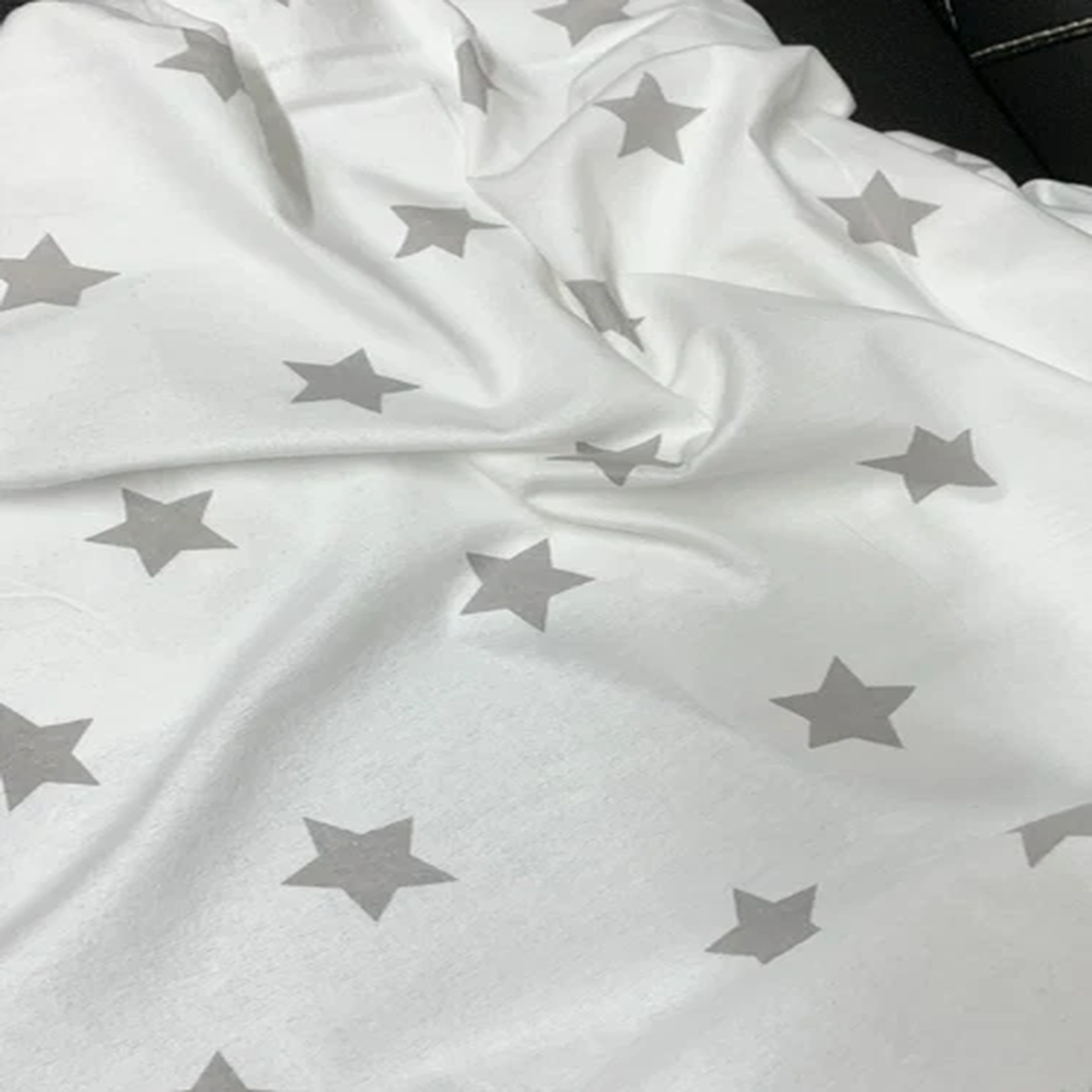 1 Meter Ivory Grey Stars Soft Brushed 100% Cotton Fabric 43 Wide