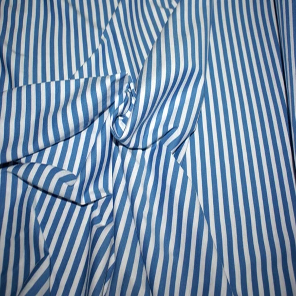 1 Metre - BLUE & WHITE Cotton Rib Knit Fabric, 140cm Wide