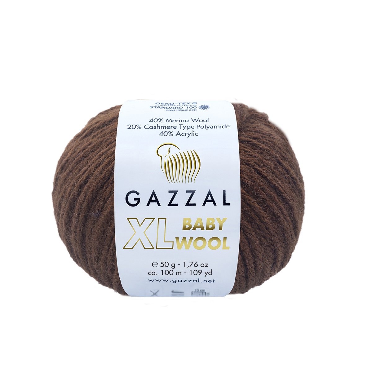 Gazzal Baby Wool XL Knitting Yarn, Brown - 807