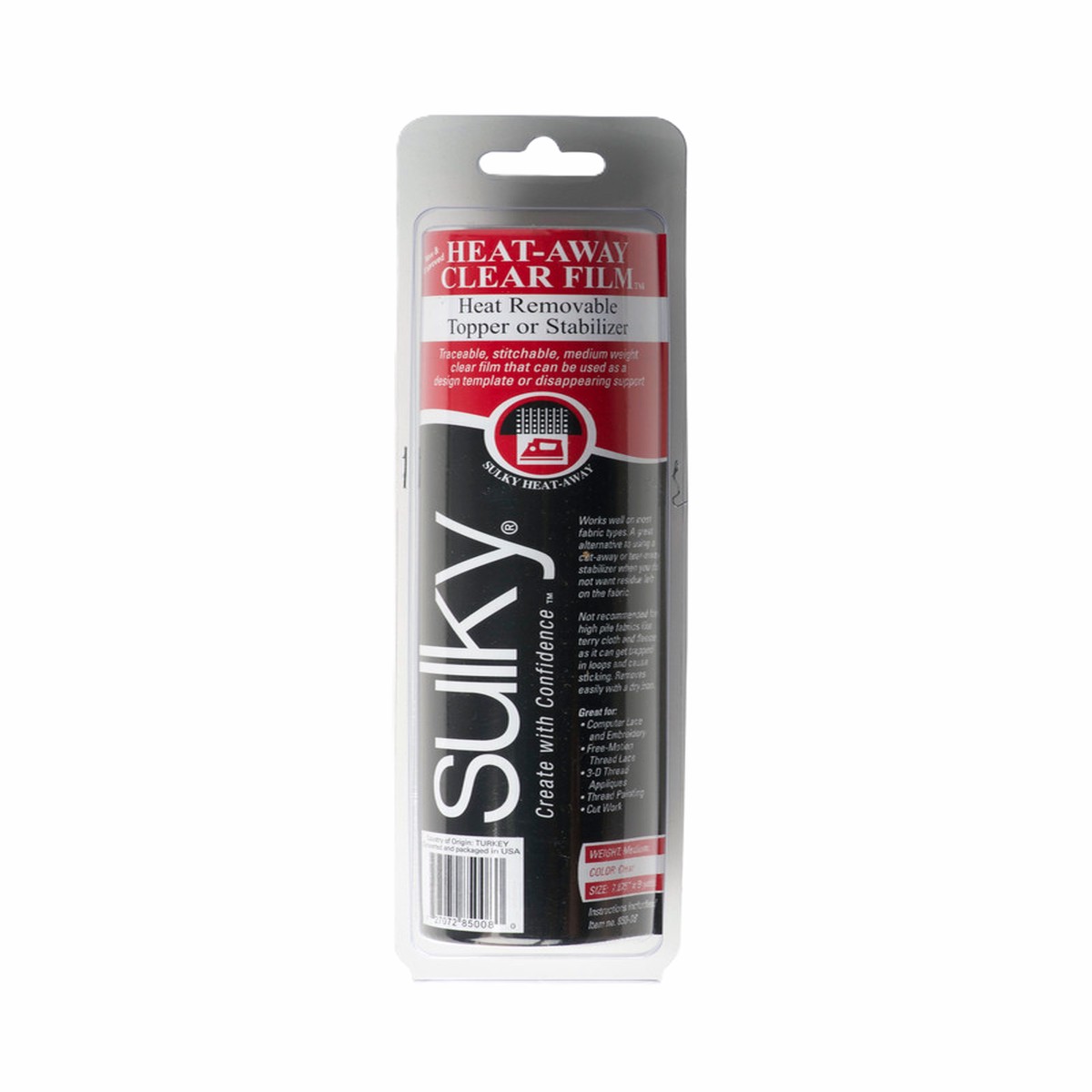 Sulky Heat-Away 7 7/8"x9yd Roll Clear Film Heat Removable Stabilizer 850-08