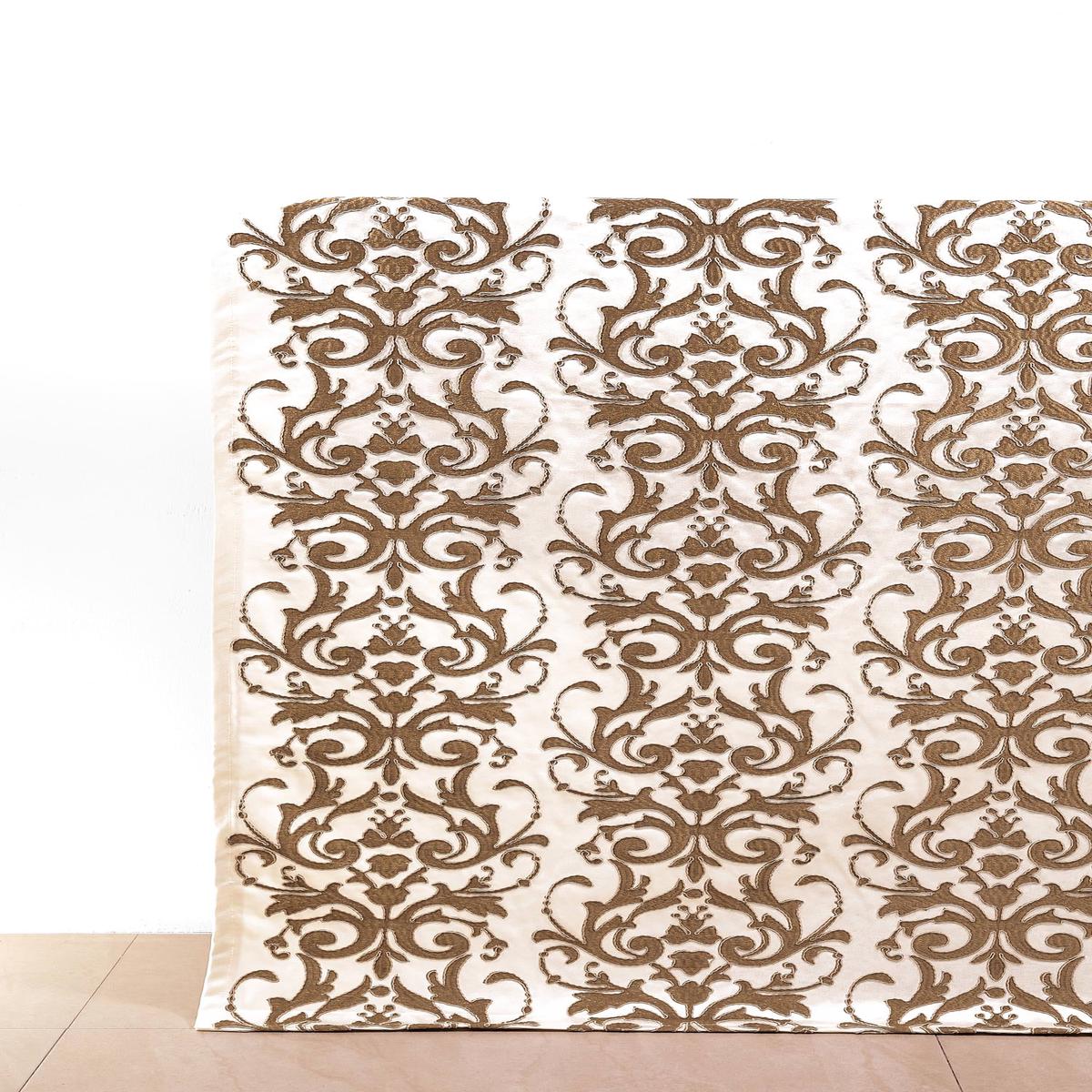 'Avior' Fabric by the Yard (White/ Brown)