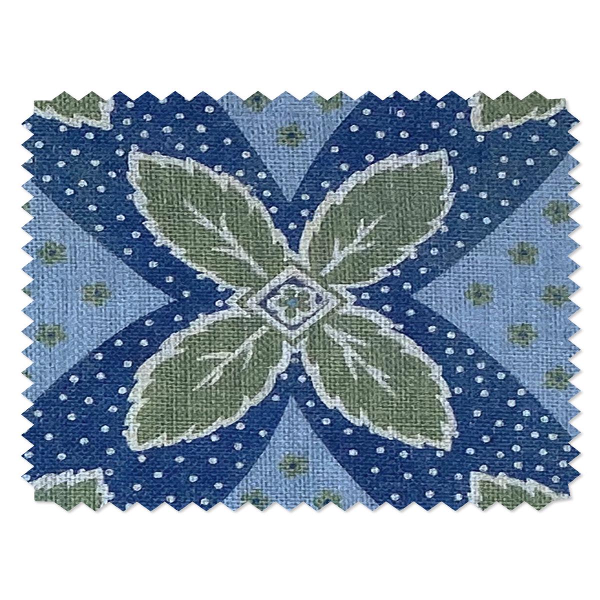 'Arthur' Linen Fabric by Nathan Turner - Green on Blue