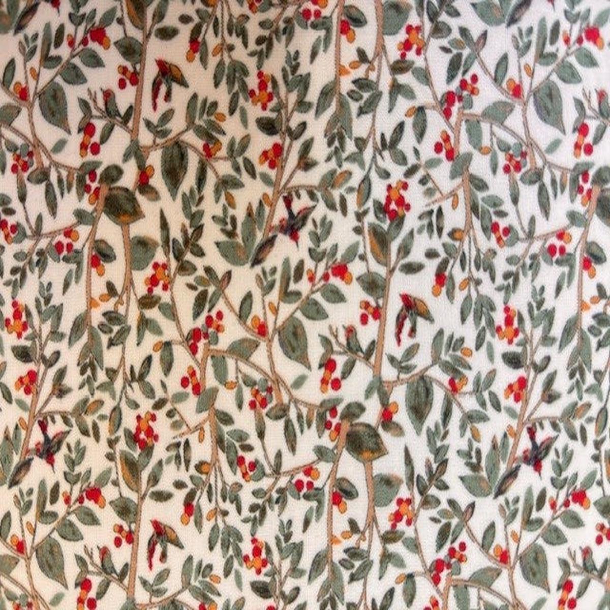 Berries & Birds Red Orange White Lawn Fabric by Hokkoh (sold in 25cm increments)