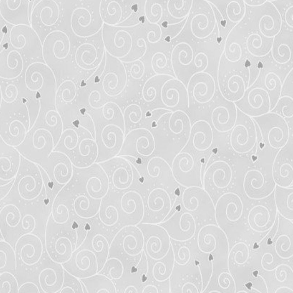 Stof Christmas - Heart Swirls - Grey/Silver